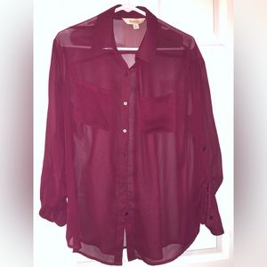 Sz Large Sheer Maroon Blouse